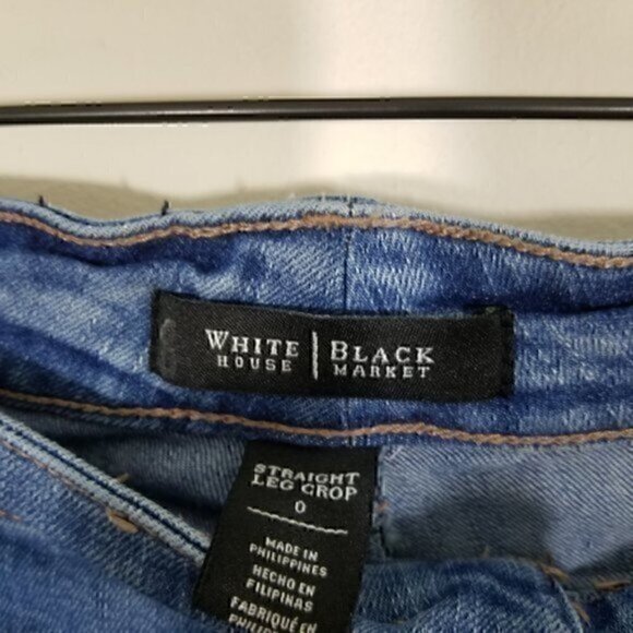 White House Black Market Straight Leg Crop Stretch Jeans Size 0 - Picture 5 of 8